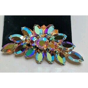 Juliana D & E Blue Purple AB Rhinestone Sparkling Vintage Brooch Pin (A42)